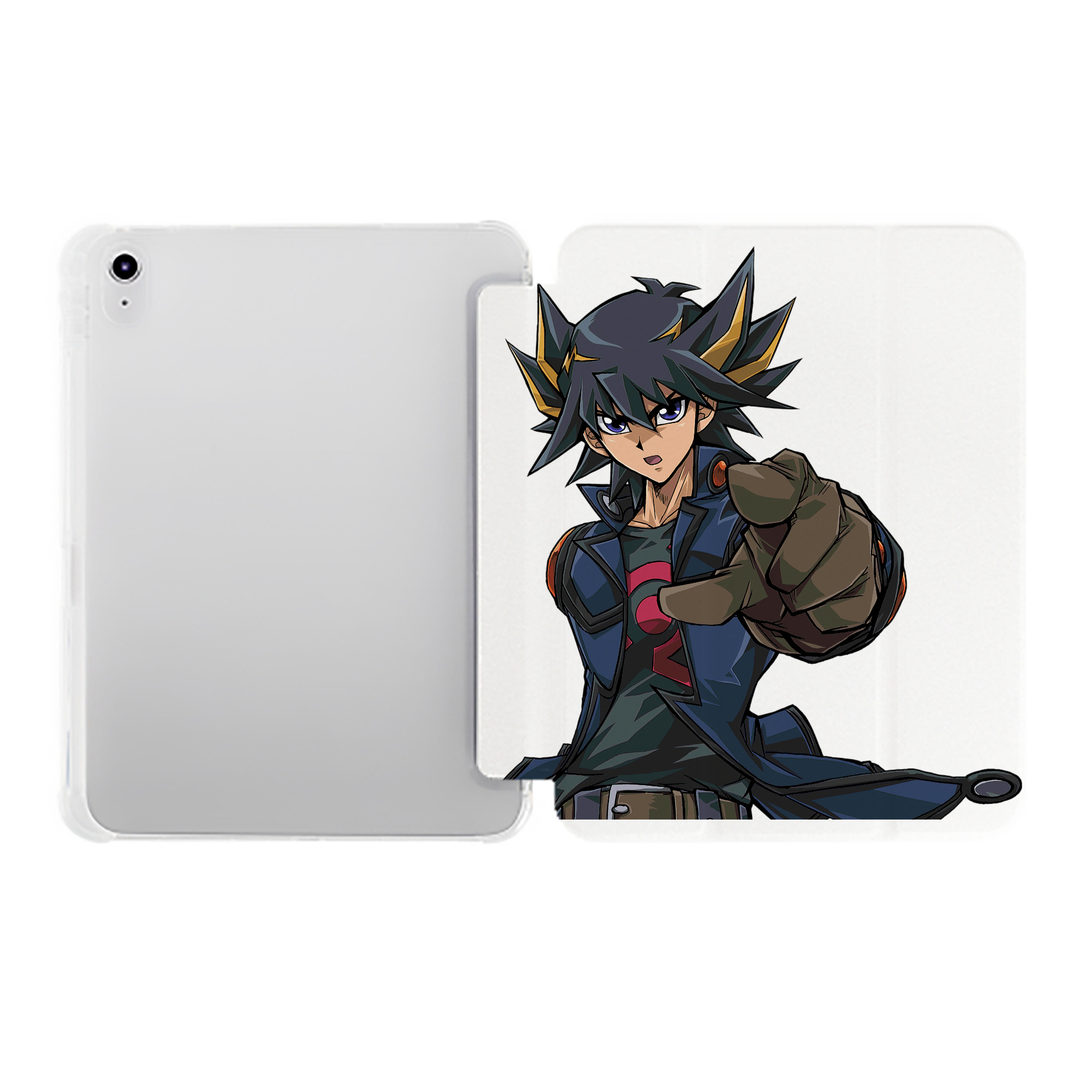 （画像用） 遊☆戯☆王 Yu-Gi-Oh! IPad ケース ペン収納付き 三つ折りスタンド PUレザー×シリコン 対応機種9.5/10.5/10.9インチ